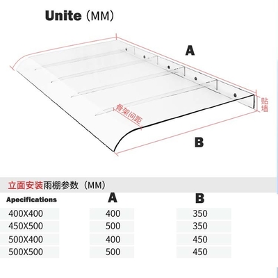 Weather Resistant Polycarbonate Awning Panels Solid Polycarbonate Window Canopy