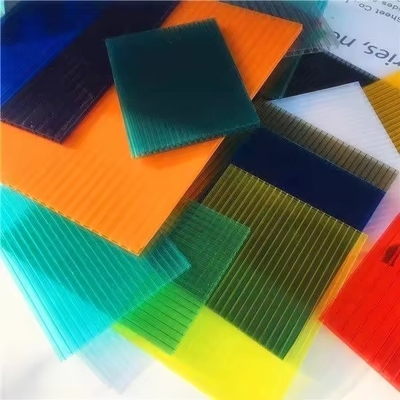 Polycarbonate Hollow Sheet Simply Processed and Installed Blue Polycarbonate Hollow Sheet / PC Sheet Twin Wall Polycarbonate She