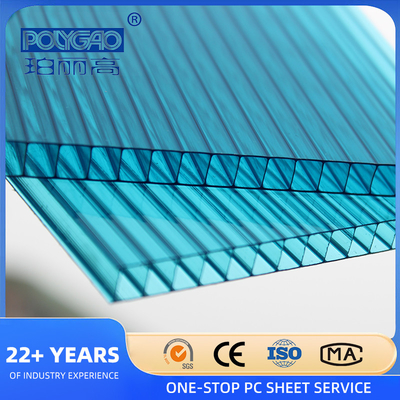 High Strength Polycarbonate Hollow Sheet 10mm Clear Plastic Roof Panels For Greenhouse