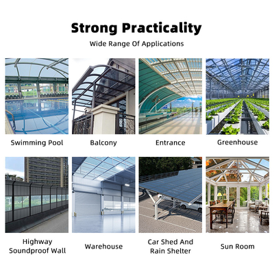 High Strength Polycarbonate Hollow Sheet 10mm Clear Plastic Roof Panels For Greenhouse