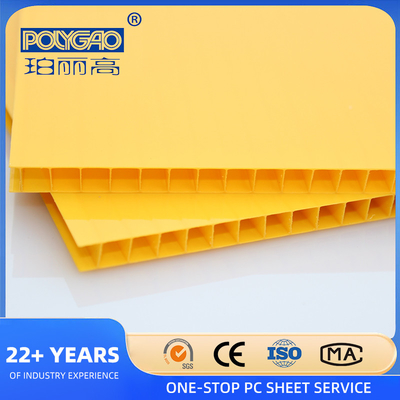 Awning Material UV Four Layers Pc Hollow 7mm Polycarbonate Sheet Polycarbonate Four Wall Hollow Sheet