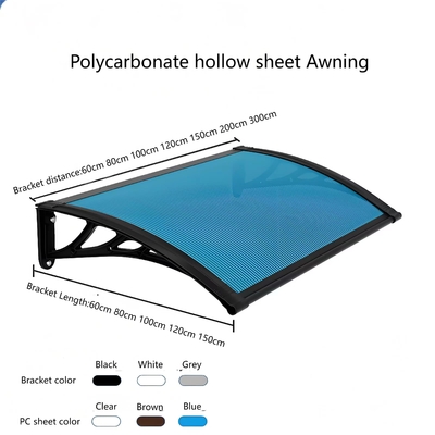 Transparent Polycarbonate Window Door Awning , Clear Polycarbonate Roof Canopy