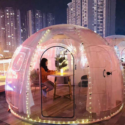 Bubble House Transparent Polycarbonate Dome House - 4.2M Geodesic Glamping Tent UV Resistant PC Villa for Hotel & Camping