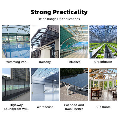 High Impact 3mm Clear Polycarbonate Embossed Sheet PC Solid Panel for Roofing Skylight, UV Protection 10-Year Warranty